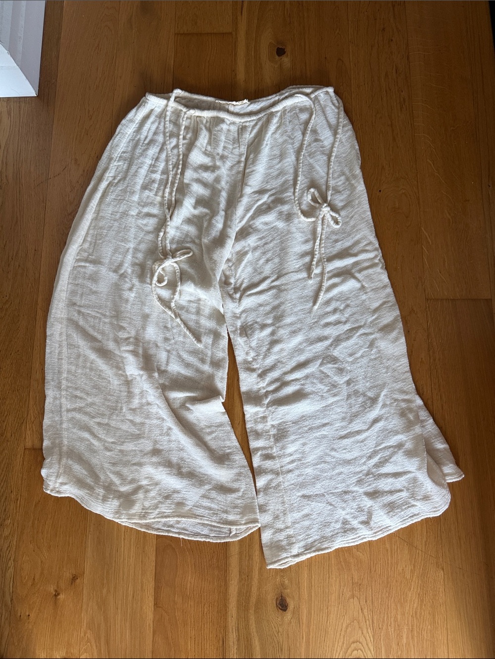 Jen's Pirate Booty Cream Wide-Leg Linen Jumpsuit Pants